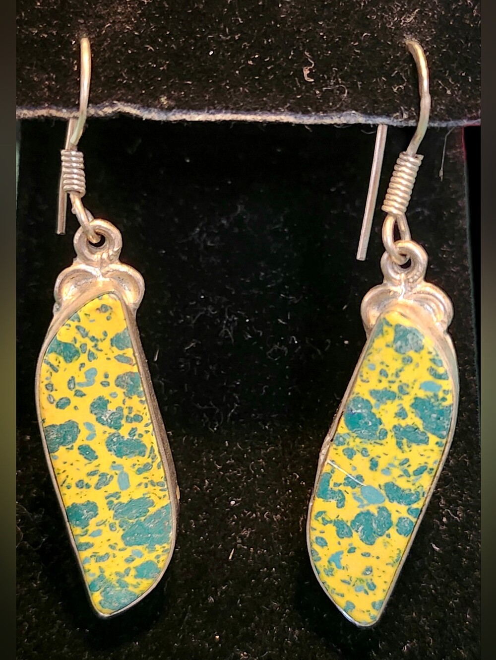 Vintage Sea Sediment Jasper & 925 Sterling Silver Artisan Hook Earrings